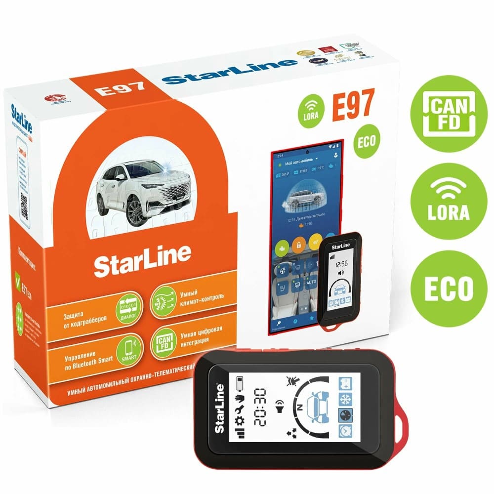 Автосигнализация STARLINE E97 LoRa ECO (BT, 3CAN+FD+4LIN) с автозапуском